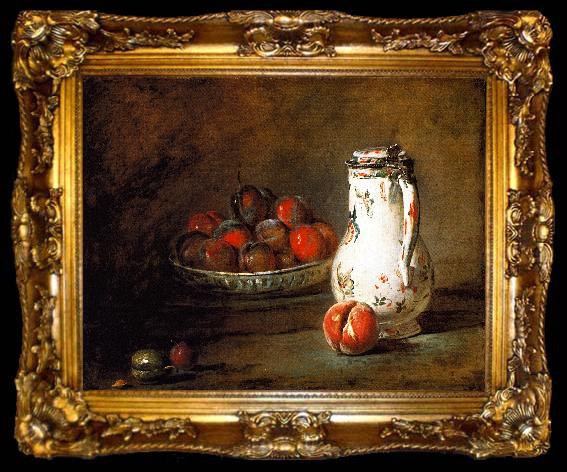 framed  Jean Baptiste Simeon Chardin A Bowl of Plums, ta009-2