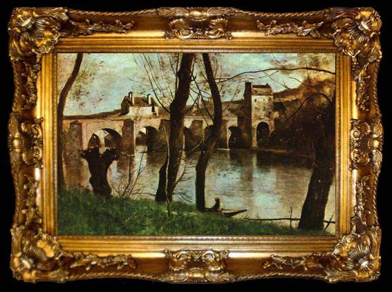 framed  Jean-Baptiste-Camille Corot The Bridge at Mantes, ta009-2