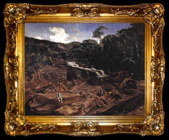 framed  Johann Georg Grimm Waterfall in Teresopolis, ta009-2
