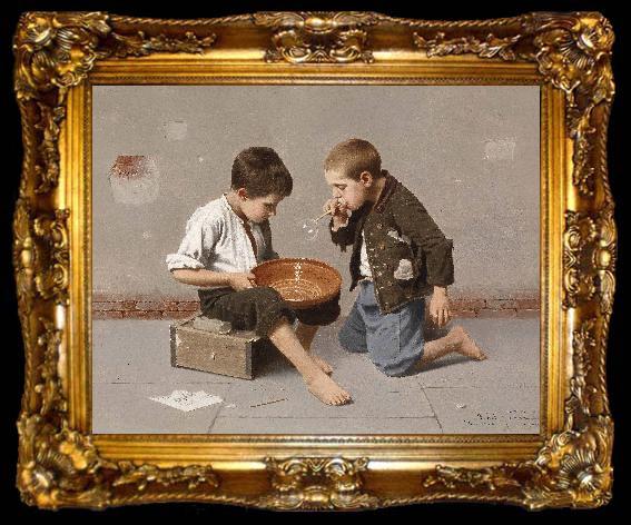 framed  Julio Romero de Torres Seifenblasende Kinder, ta009-2