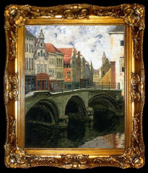 framed  Louis Dewis Bridge in Bruges, ta009-2