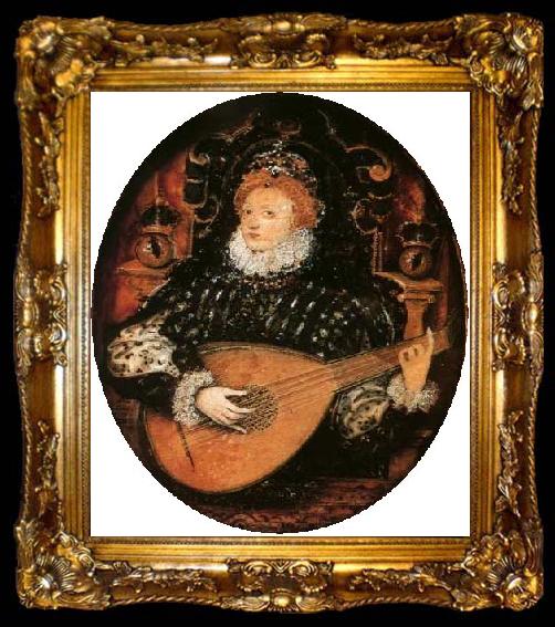 framed  Nicholas Hilliard Portrait miniature of Elizabeth I of England, ta009-2