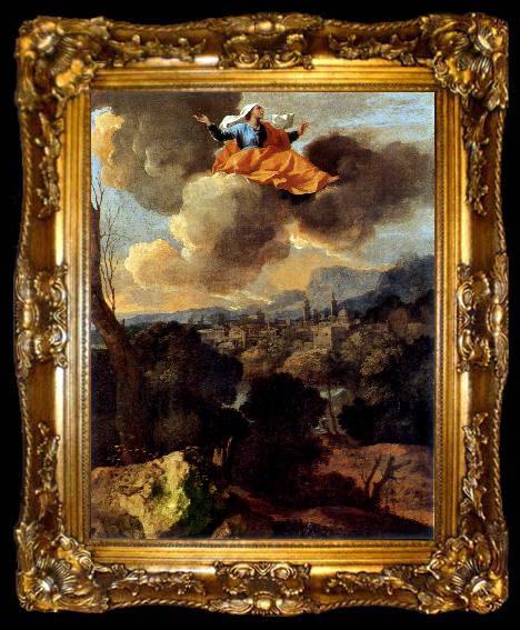 framed  Nicolas Poussin La Translation miraculeuse de sainte Rita de Cascia ou La Vierge protegeant Spolete, ta009-2