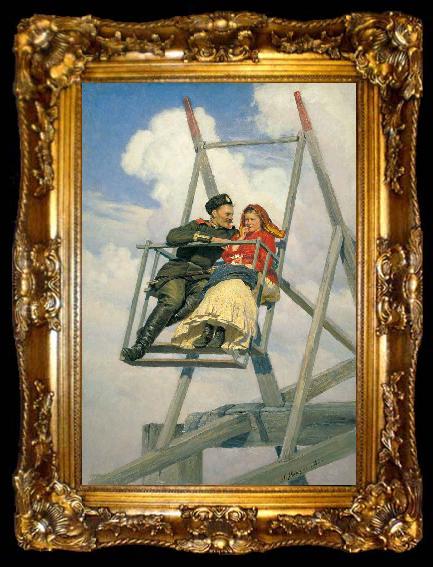 framed  Nikolai Yaroshenko On swing, ta009-2