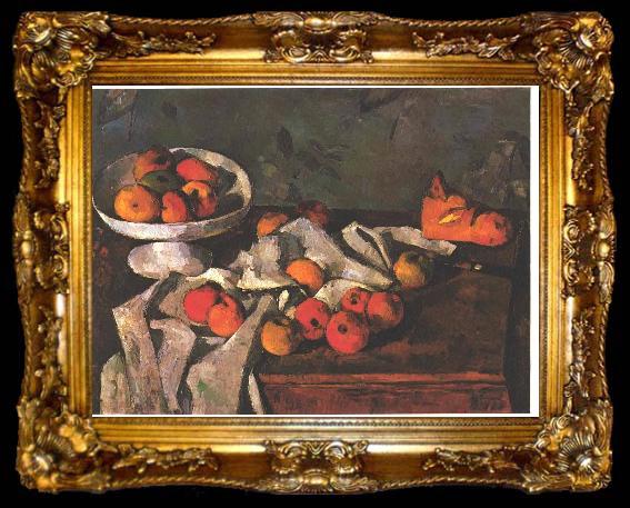 framed  Paul Cezanne life with a fruit dish and apples, ta009-2