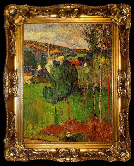 framed  Paul Gauguin View of Pont Aven from Lezaven, ta009-2