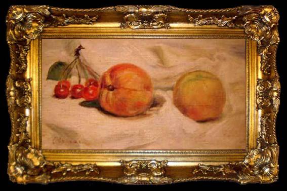 framed  Pierre-Auguste Renoir Duraznos y cerezas, ta009-2
