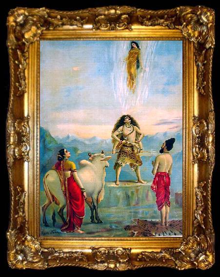 framed  Raja Ravi Varma Ganga vatram or Descent of Ganga, ta009-2
