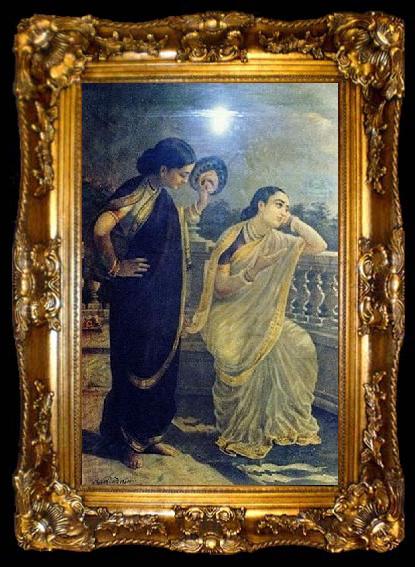 framed  Raja Ravi Varma Ladies in the Moonlight, ta009-2