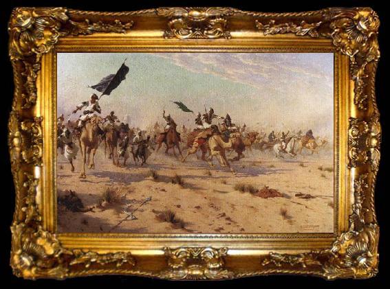 framed  Robert Talbot Kelly The Flight of the Khalifa after his defeat at the battle of Omdurman, 2nd September 1898, ta009-2