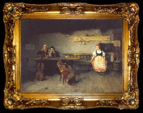 framed  Simon Hollosy In the Tavern, ta009-2