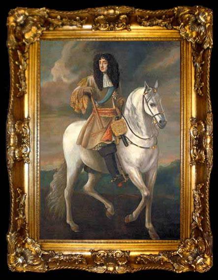 framed  Sir Peter Lely Equestrian portrait of King Charles II of England, ta009-2