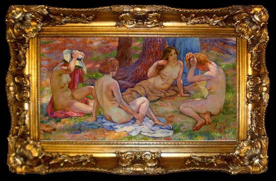 framed  Theo Van Rysselberghe Four Bathers, ta009-2