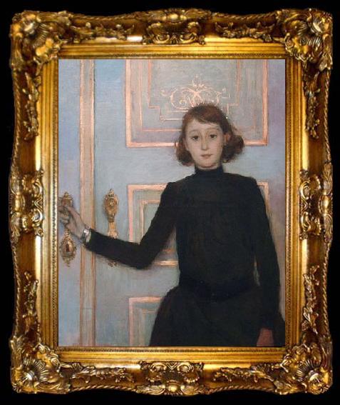 framed  Theo Van Rysselberghe Portrait of Marguerite van Mons who later married Thomas Braun, ta009-2