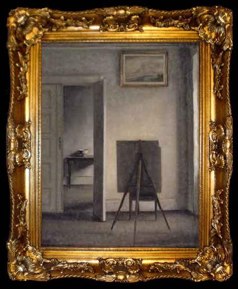 framed  Vilhelm Hammershoi Interior with the Artists Easel, ta009-2