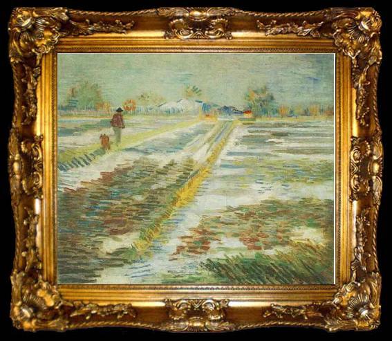 framed  Vincent Van Gogh Landscape with Snow, ta009-2