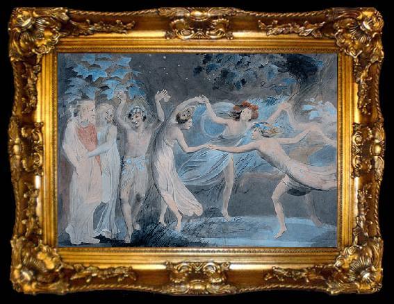 framed  William Blake Oberon, Titania and Puck with Fairies Dancing, ta009-2