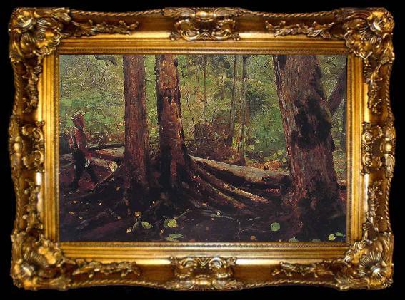 framed  Winslow Homer Woodchopper in the Adirondacks, ta009-2
