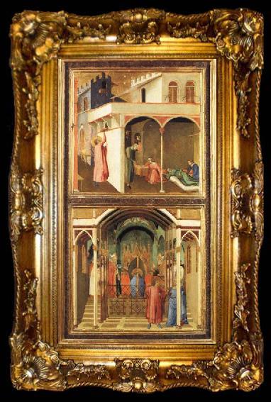 framed  Ambrogio Lorenzetti St.Nicholas Offers Three Girls Their Dowry and St.Nicholas Is Elected Bishop of Mira, ta009-2