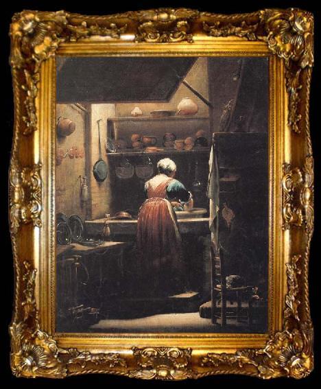 framed  CRESPI, Giuseppe Maria The Scullery Maid, ta009-2