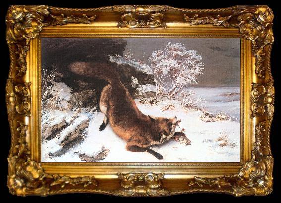 framed  Courbet, Gustave The Fox in the Snow, ta009-2