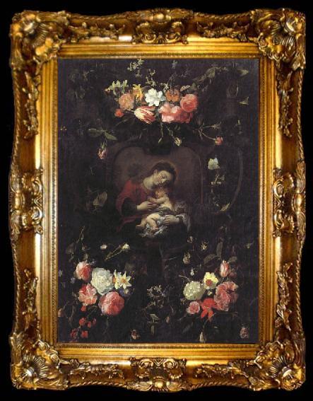 framed  Daniel Seghers Garland of Flowers,with the Virgin and Child, ta009-2