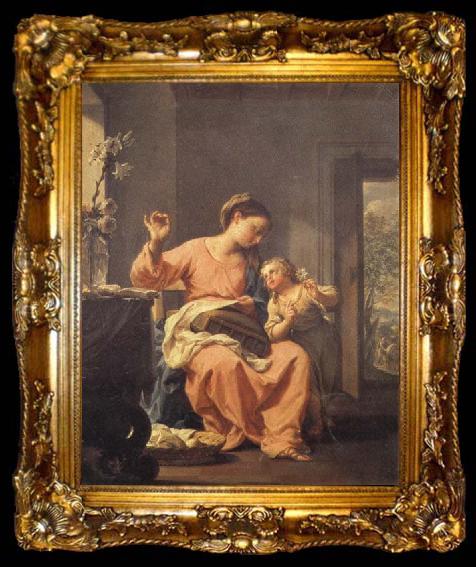 framed  Francesco Trevisani Madonna Sewing with Child, ta009-2