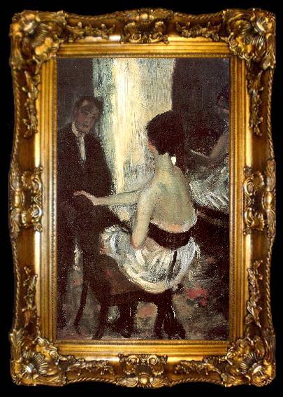 framed  Glackens, William James Seated Actress with Mirror, ta009-2
