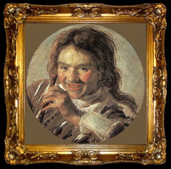 framed  HALS, Frans Boy holding a Flute (Hearing), ta009-2