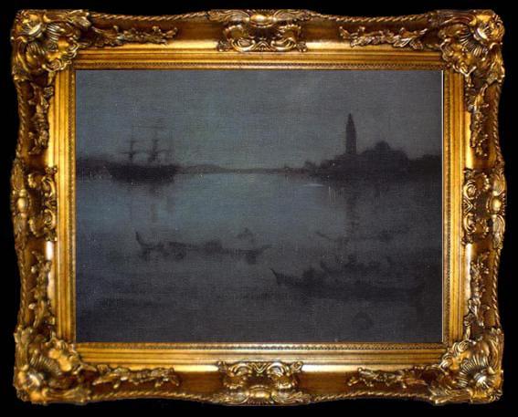 framed  James Abbott McNeil Whistler Nocturne in Blue and Silver:The Lagoon Venice, ta009-2