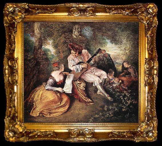 framed  Jean-Antoine Watteau The Love Song, ta009-2