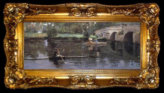 framed  John Lavery The Bridge at Grez, ta009-2