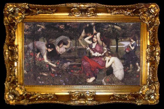 framed  John William Waterhouse Flor and the Zephyrs, ta009-2