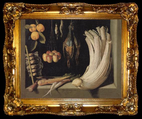 framed  Juan Sanchez-Cotan Still Life with Game,Vegetables,and Fruit, ta009-2