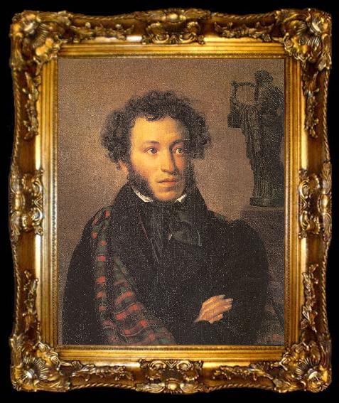 framed  Kiprensky, Orest Portrait of the Poet Alexander Pushkin, ta009-2