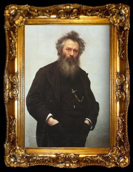 framed  Kramskoy, Ivan Nikolaevich Portrait of Ivan I. Shishkin, ta009-2