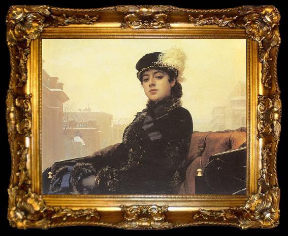 framed  Kramskoy, Ivan Nikolaevich Portrait of a Woman, ta009-2