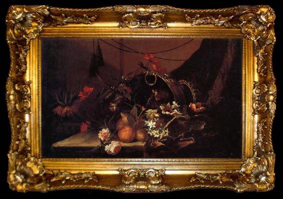 framed  MONNOYER, Jean-Baptiste Flowers and Fruit, ta009-2