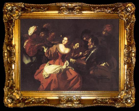 framed  Nicolas Regnier Scene of a Game with a Fortune-teller, ta009-2