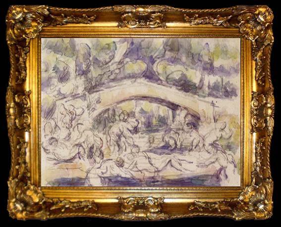framed  Paul Cezanne Bathers Beneath a Bridge, ta009-2