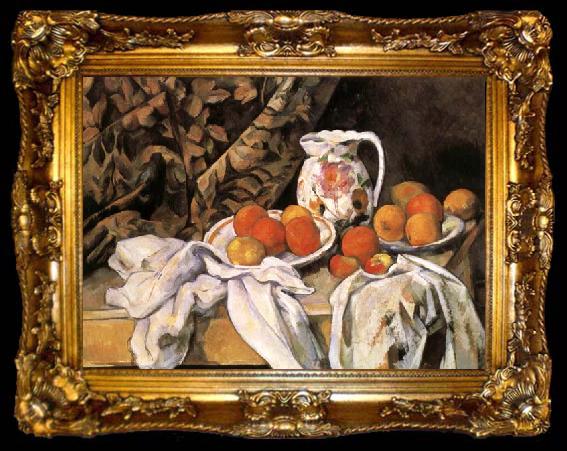 framed  Paul Cezanne Nature morte avec rideau et pichet fleuri, ta009-2