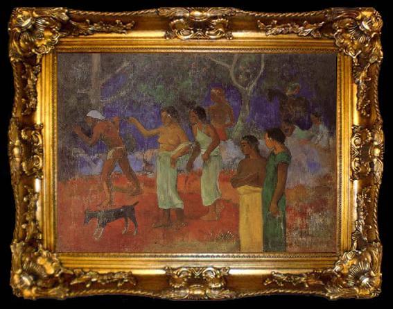 framed  Paul Gauguin Scene from Tahitian Life, ta009-2