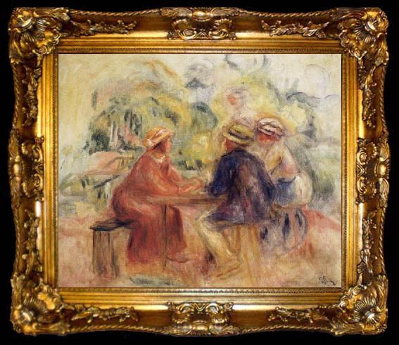 framed  Pierre Renoir Meeting in the Garden, ta009-2
