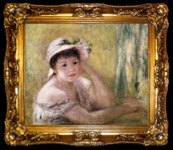 framed  Pierre Renoir Woman with a Straw Hat, ta009-2