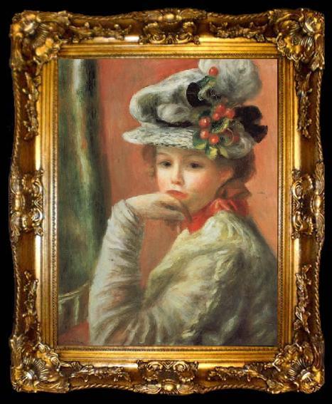 framed  Pierre Renoir Young Girl in a White Hat, ta009-2