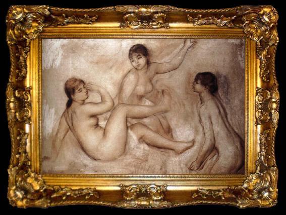 framed  Pierre Renoir Three Bathers by the Water, ta009-2