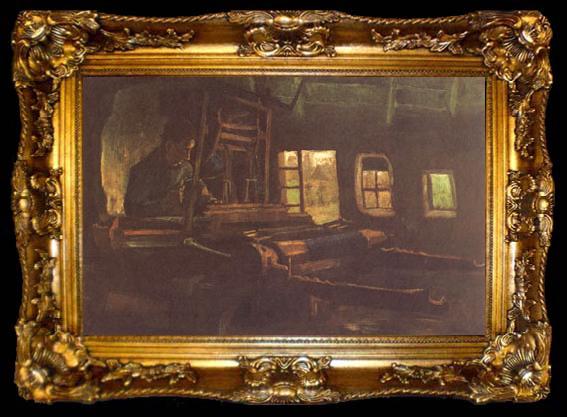 framed  Vincent Van Gogh Weaver,Interior with Three Small Windows (nn04), ta009-2
