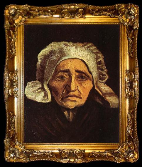 framed  Vincent Van Gogh Head of an old peasant Woman with White Cap (nn04), ta009-2