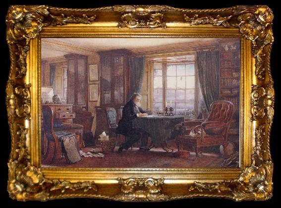 framed  William Gershom Collingwood John Ruskin in his Study at Brantwood Cumbria, ta009-2