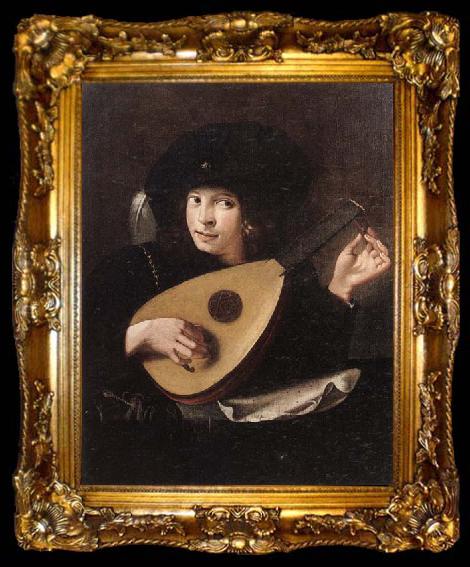 framed  unknow artist A Young man tuning a lute, ta009-2